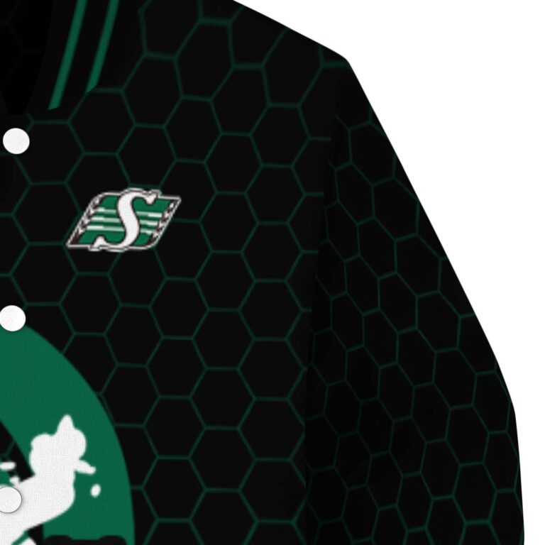 saskatchewan roughriders hexagonal pattern green black jacket premium grade
