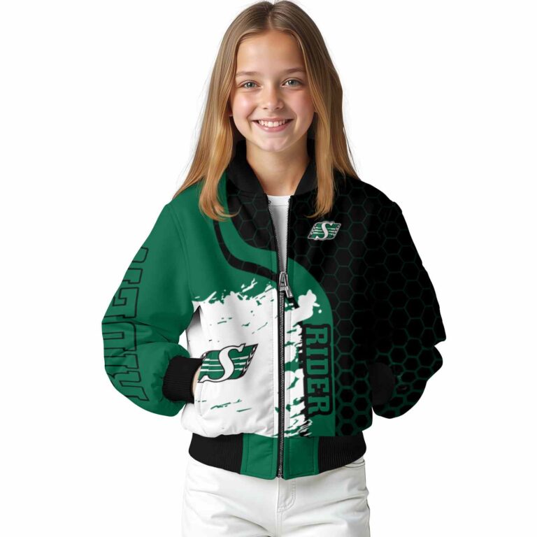saskatchewan roughriders hexagonal pattern green black jacket top rated