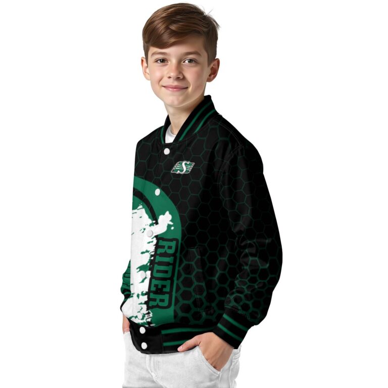 saskatchewan roughriders hexagonal pattern green black jacket trendy