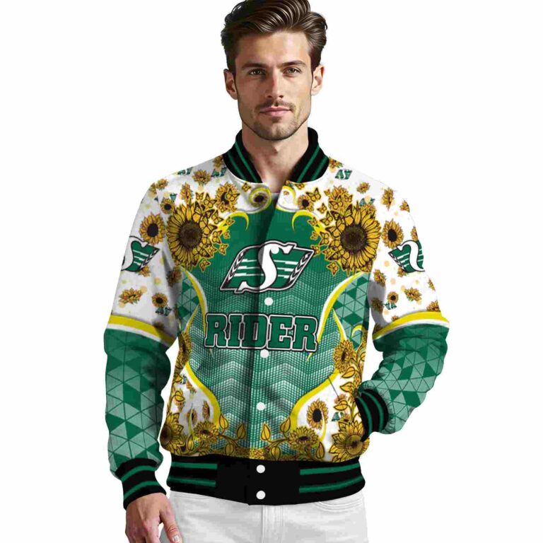 saskatchewan roughriders sunflower bloom green yellow jacket high quality