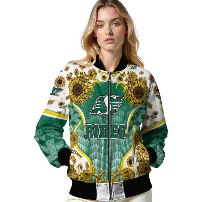 saskatchewan roughriders sunflower bloom green yellow jacket latest model