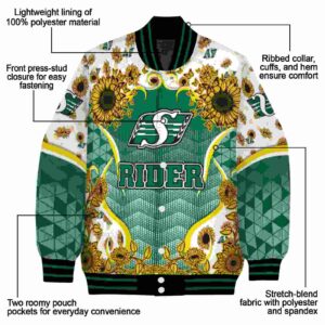 saskatchewan roughriders sunflower bloom green yellow jacket new arrival
