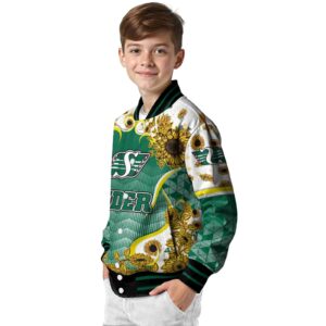 saskatchewan roughriders sunflower bloom green yellow jacket trendy
