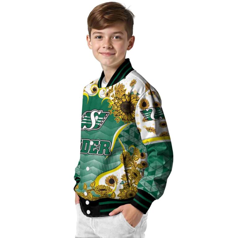 saskatchewan roughriders sunflower bloom green yellow jacket trendy