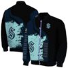 seattle kraken hexagonal pattern blue black jacket fashion forward