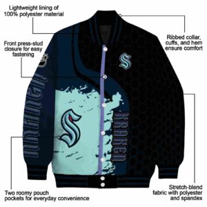 seattle kraken hexagonal pattern blue black jacket new arrival