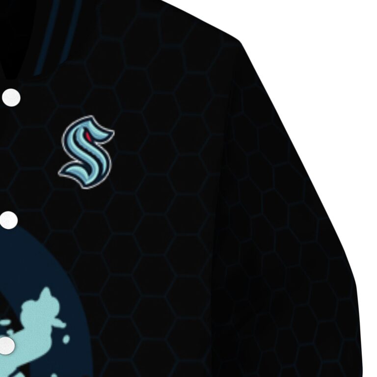 seattle kraken hexagonal pattern blue black jacket premium grade