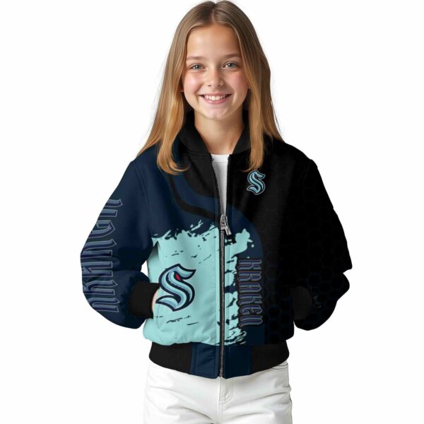 seattle kraken hexagonal pattern blue black jacket top rated