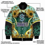 seattle kraken sunflower bloom blue yellow jacket best selling
