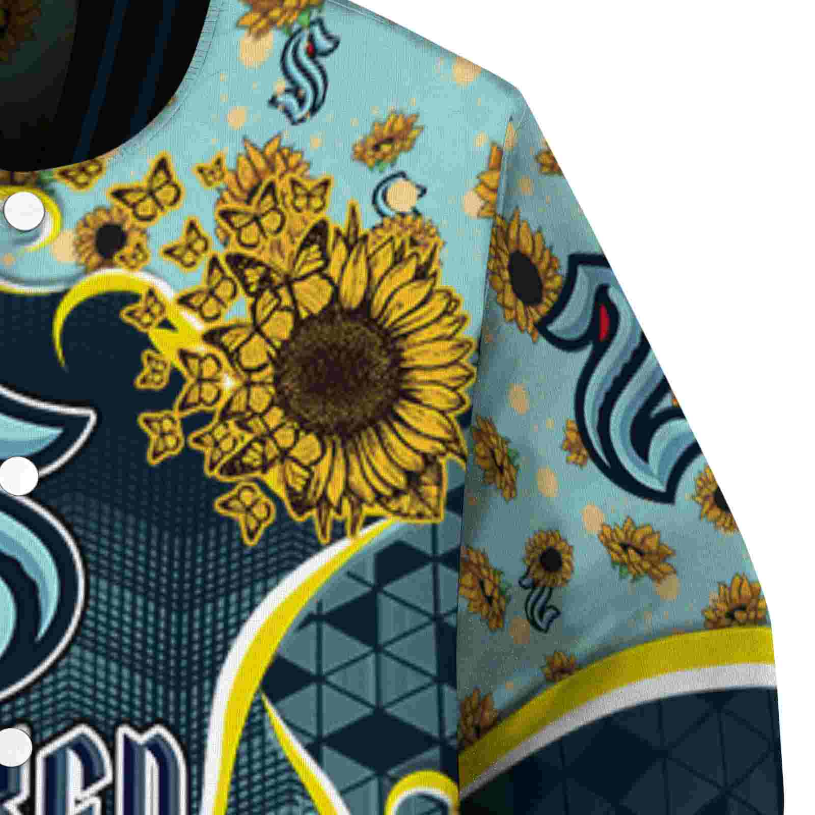 seattle kraken sunflower bloom blue yellow jacket premium grade seattle kraken sunflower bloom blue yellow jacket premium grade