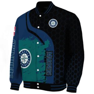 seattle mariners hexagonal pattern navy blue black jacket best selling