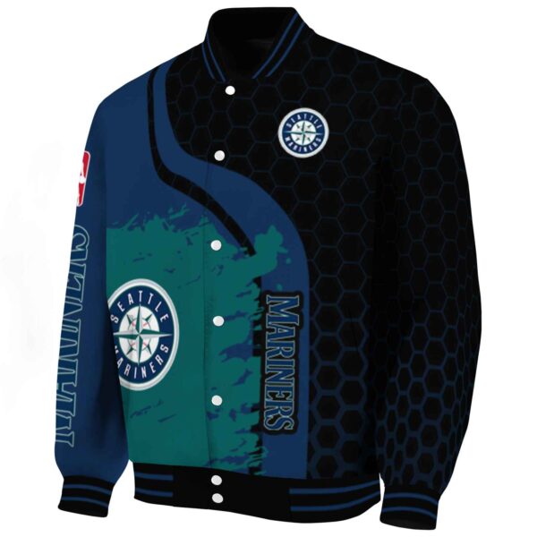 seattle mariners hexagonal pattern navy blue black jacket best selling