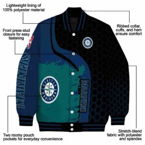 seattle mariners hexagonal pattern navy blue black jacket new arrival