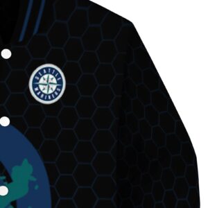 seattle mariners hexagonal pattern navy blue black jacket premium grade