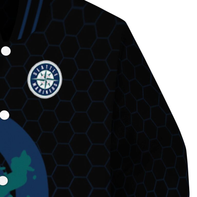 seattle mariners hexagonal pattern navy blue black jacket premium grade