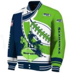 seattle seahawks baseball stitching green white jacket best selling