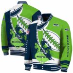 seattle seahawks baseball stitching green white jacket best selling