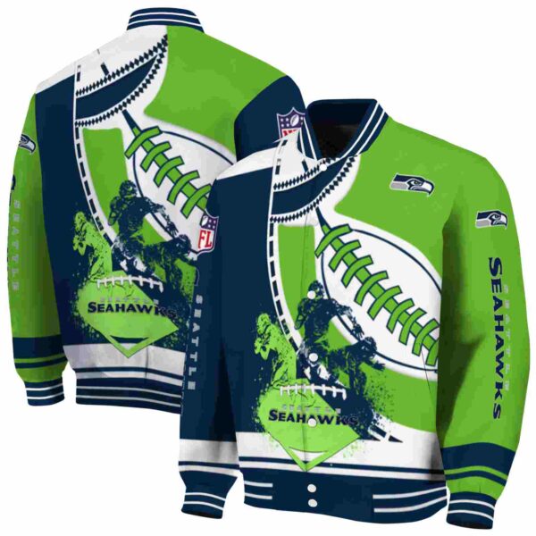 seattle seahawks baseball stitching green white jacket fashion forward