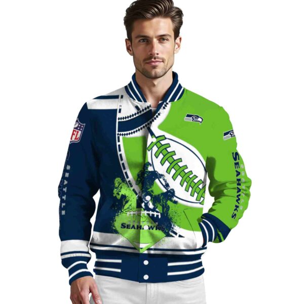 seattle seahawks baseball stitching green white jacket high quality