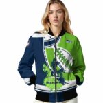 seattle seahawks baseball stitching green white jacket best selling