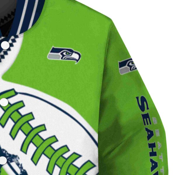 seattle seahawks baseball stitching green white jacket premium grade
