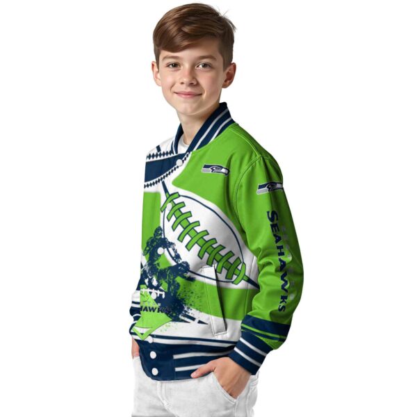seattle seahawks baseball stitching green white jacket trendy