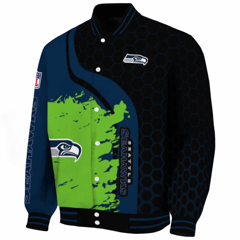 seattle seahawks hexagonal pattern blue black jacket best selling