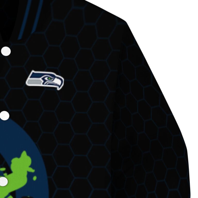 seattle seahawks hexagonal pattern blue black jacket premium grade