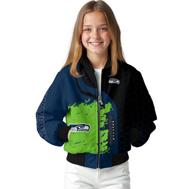 seattle seahawks hexagonal pattern blue black jacket top rated