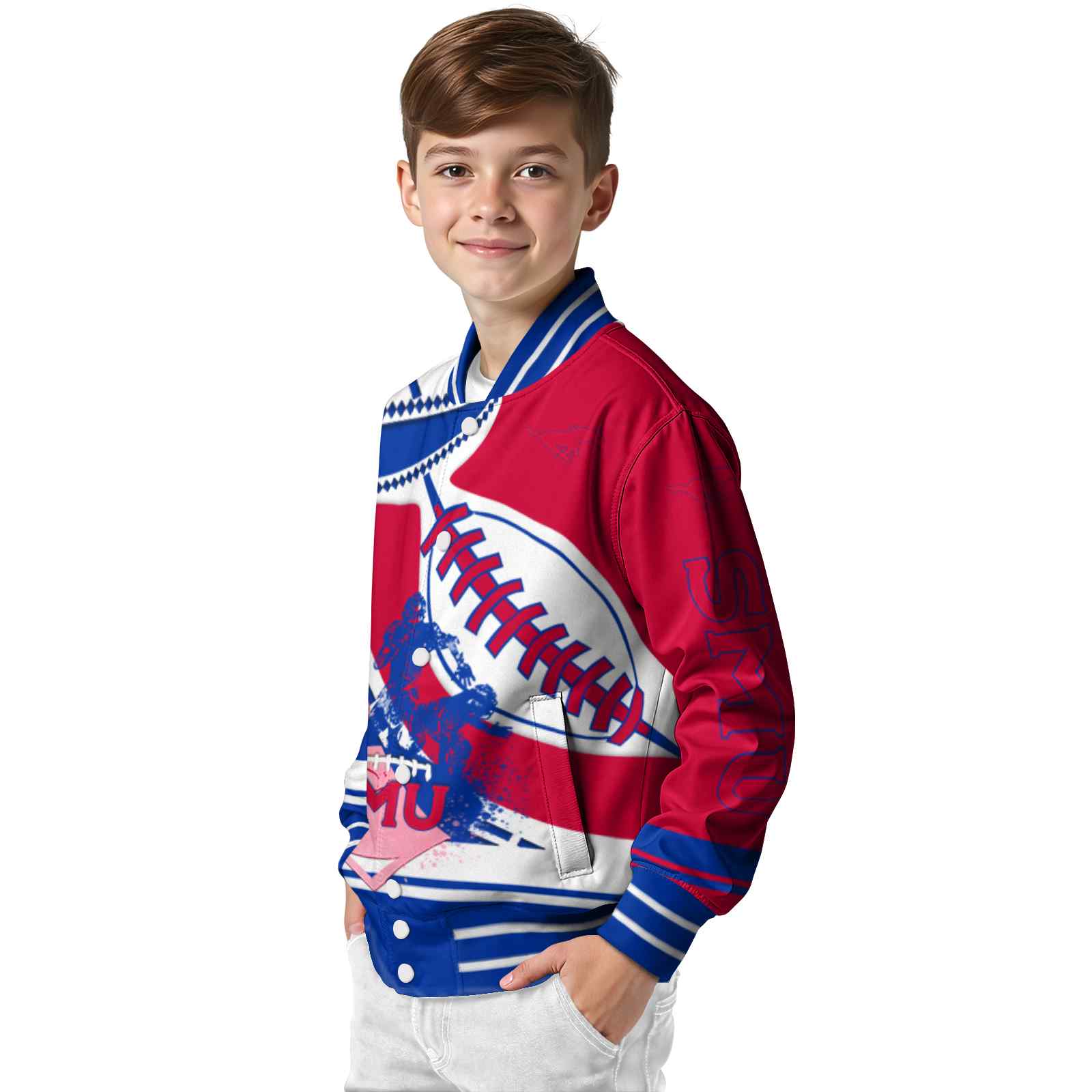 smu mustangs baseball stitching red white jacket trendy smu mustangs baseball stitching red white jacket trendy