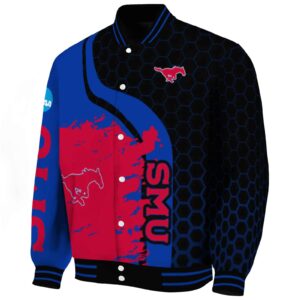 smu mustangs hexagonal pattern blue black jacket best selling