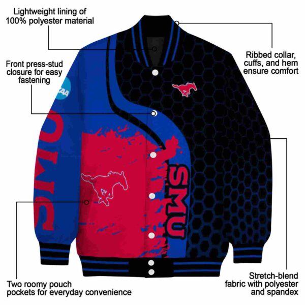 smu mustangs hexagonal pattern blue black jacket new arrival