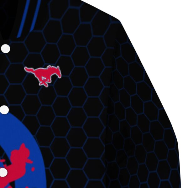 smu mustangs hexagonal pattern blue black jacket premium grade