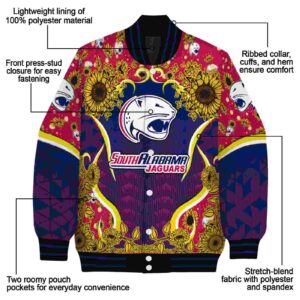 south alabama jaguars sunflower bloom blue yellow jacket new arrival