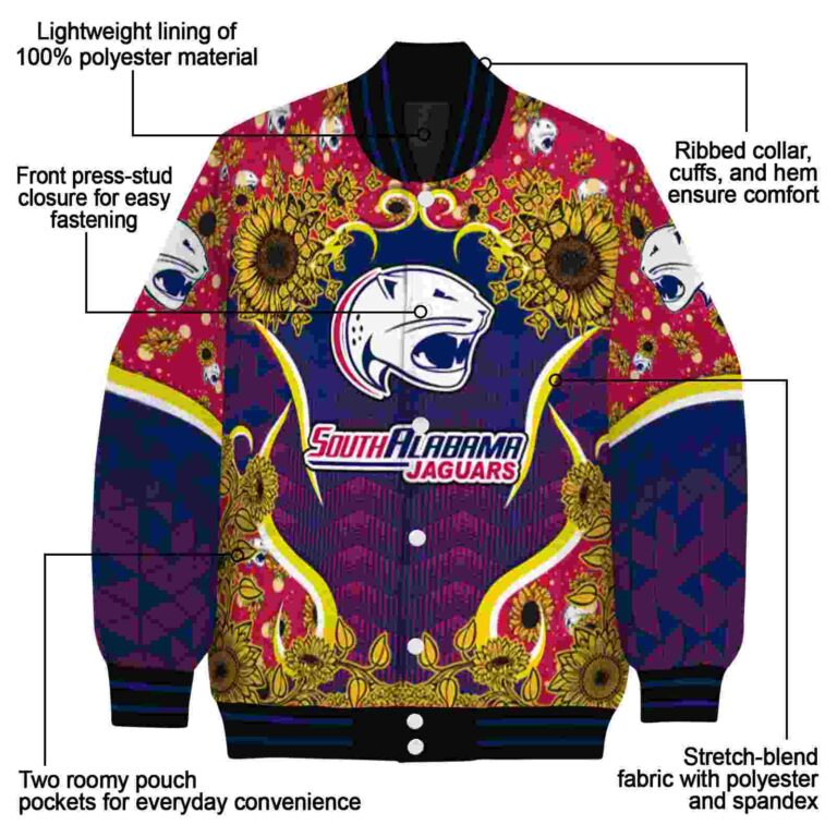 south alabama jaguars sunflower bloom blue yellow jacket new arrival