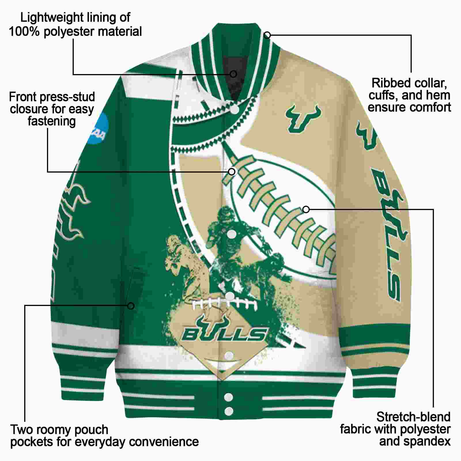 south florida bulls baseball stitching gold white jacket new arrival south florida bulls baseball stitching gold white jacket new arrival
