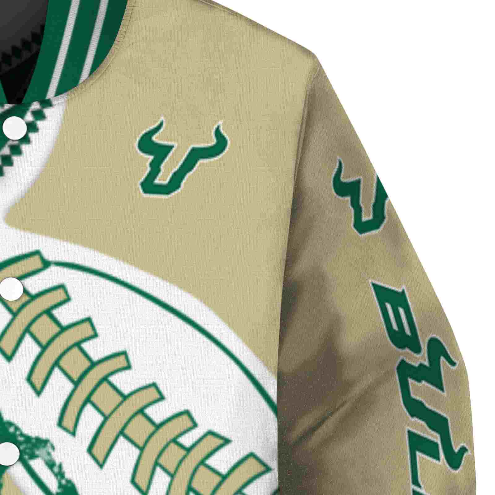 south florida bulls baseball stitching gold white jacket premium grade south florida bulls baseball stitching gold white jacket premium grade