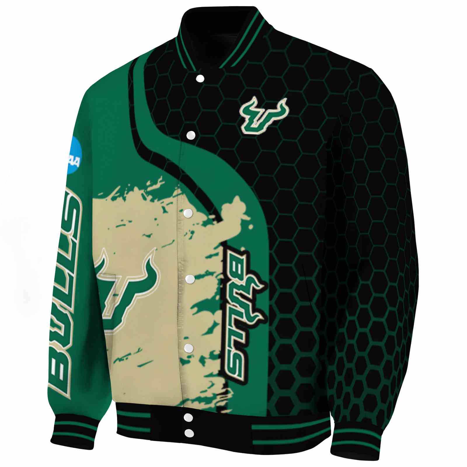 south florida bulls hexagonal pattern green black jacket best selling south florida bulls hexagonal pattern green black jacket best selling