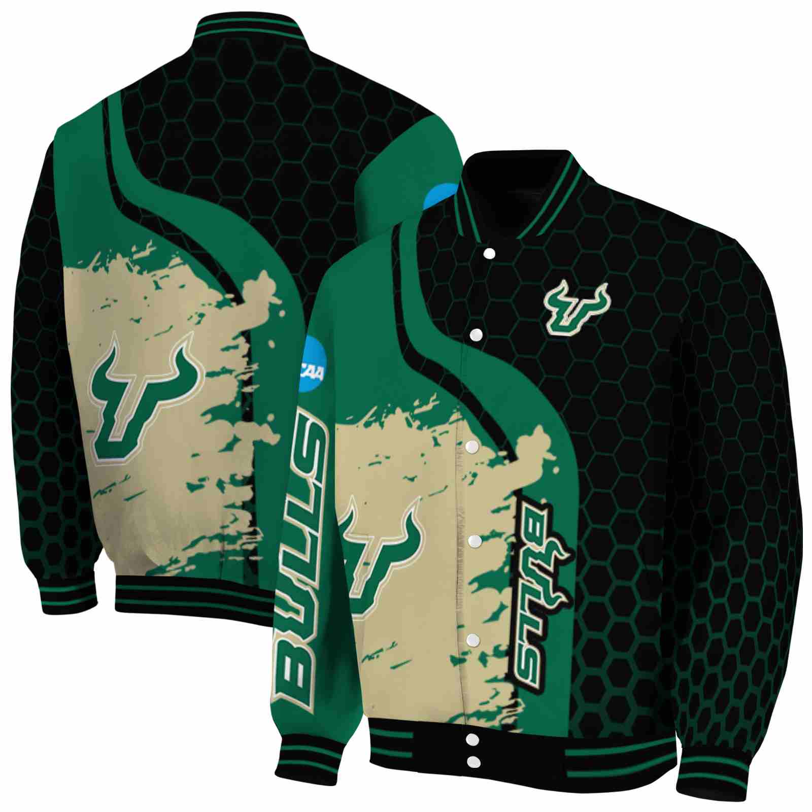 south florida bulls hexagonal pattern green black jacket fashion forward south florida bulls hexagonal pattern green black jacket fashion forward