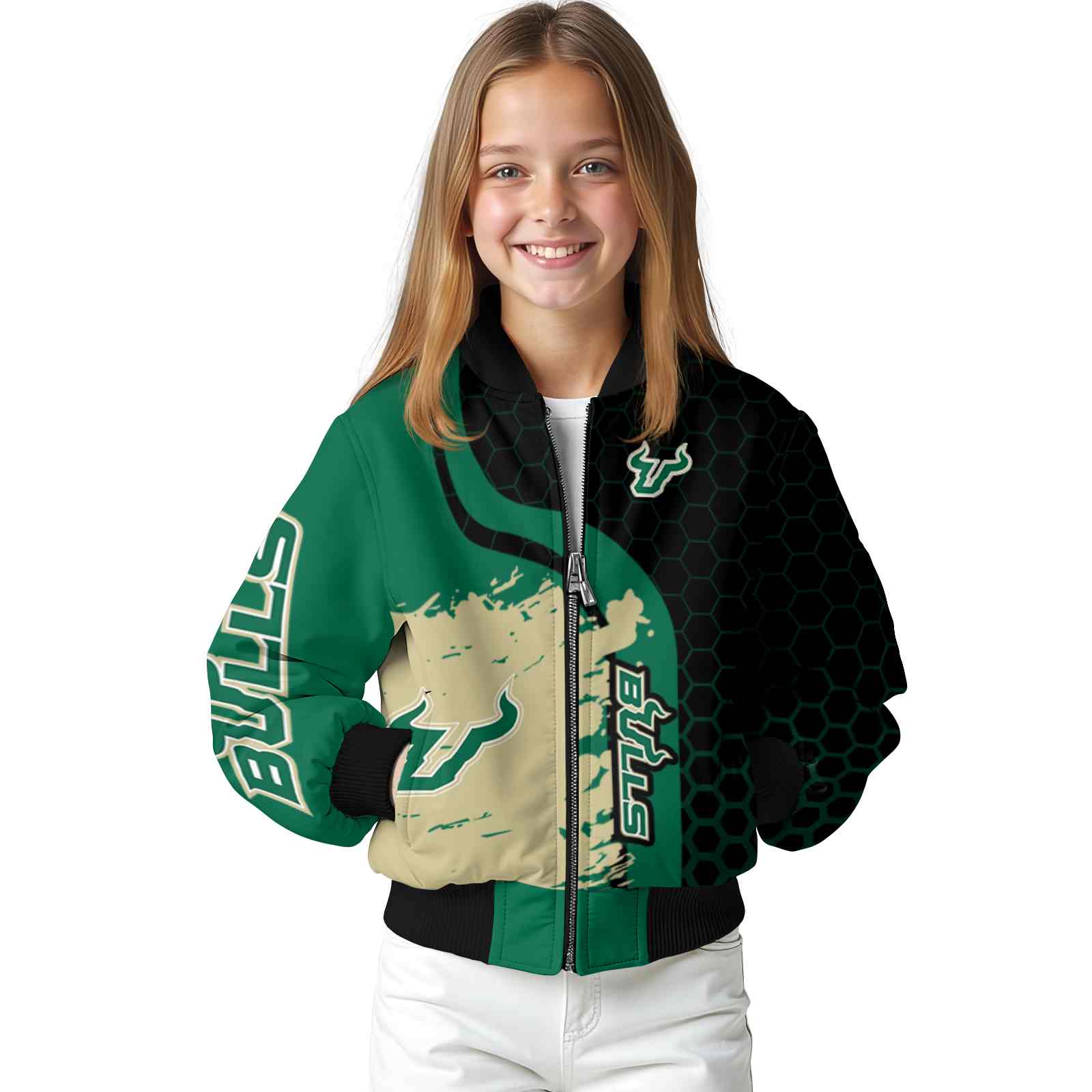 south florida bulls hexagonal pattern green black jacket top rated south florida bulls hexagonal pattern green black jacket top rated