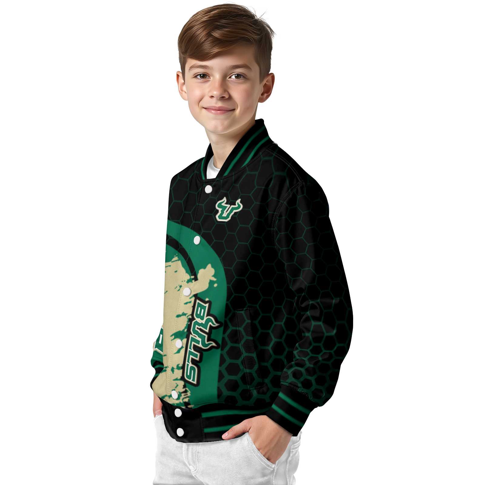 south florida bulls hexagonal pattern green black jacket trendy south florida bulls hexagonal pattern green black jacket trendy