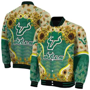 south florida bulls sunflower bloom green yellow jacket fashion forward