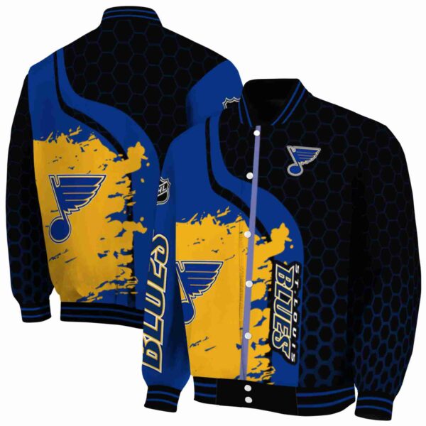 st louis blues hexagonal pattern blue black jacket fashion forward