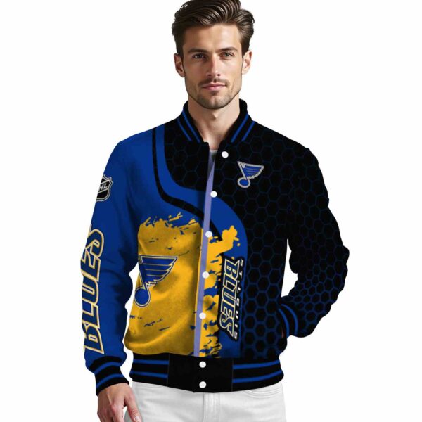 st louis blues hexagonal pattern blue black jacket high quality