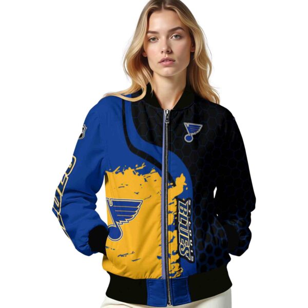 st louis blues hexagonal pattern blue black jacket latest model