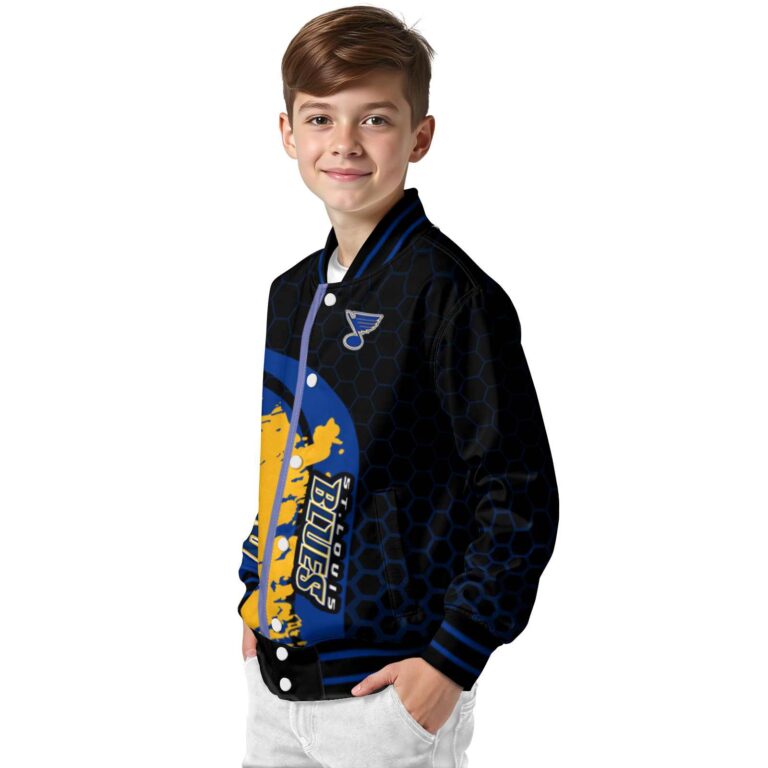st louis blues hexagonal pattern blue black jacket trendy