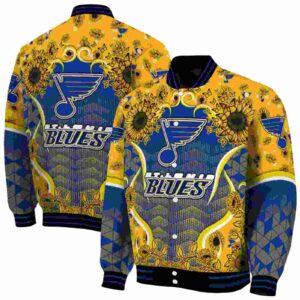 st louis blues sunflower bloom blue yellow jacket fashion forward