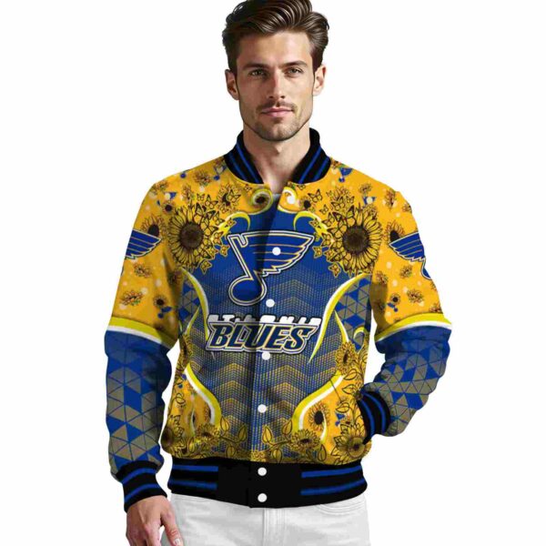 st louis blues sunflower bloom blue yellow jacket high quality