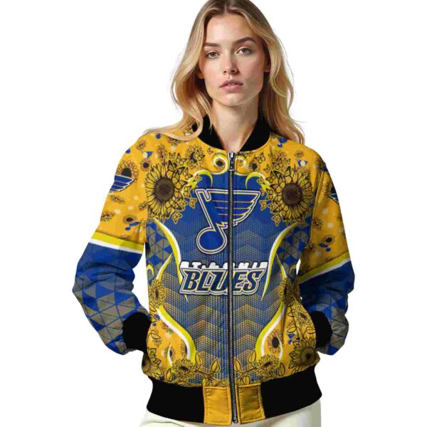 st louis blues sunflower bloom blue yellow jacket latest model
