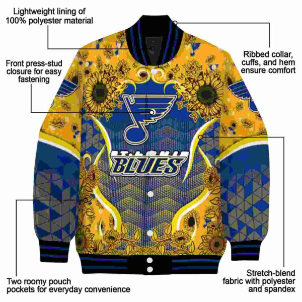 st louis blues sunflower bloom blue yellow jacket new arrival